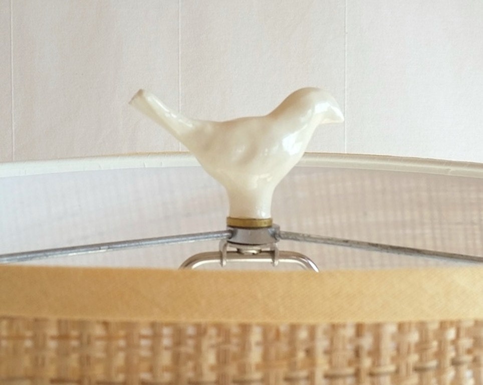 Finial. Ceramic bird lamp finial. Decorative lamp hardware.