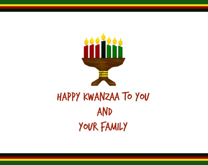 KWANZAA Greeting CARD SET - 12 blank inside Cards and Envelopes, and Free Domestic Shipping