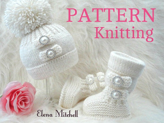 Knitting PATTERN Baby Shoes Baby Booties Baby Hat Baby Beanie Baby Set Pompom Baby Uggs Baby Girl Pattern ( PDF file ) Instant Download