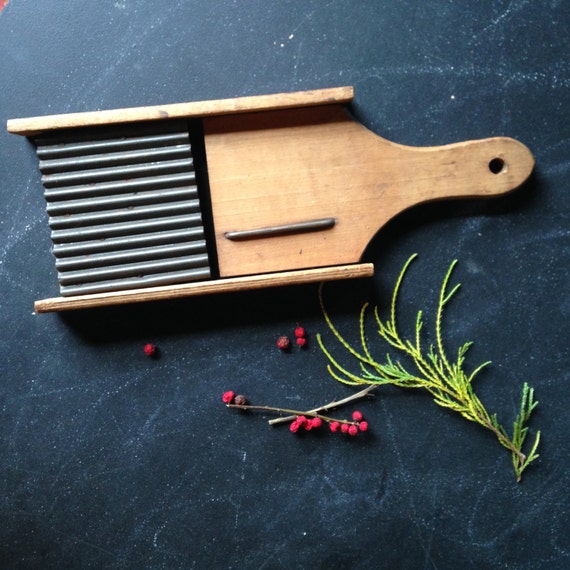 Vintage wood mandoline fruit vegetable slicer rustic kitchen
