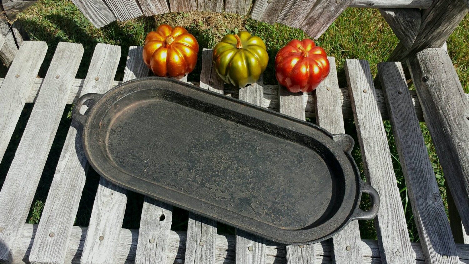 Primitive Cast Iron 7 Fish Fry Pan/Griddle Antique Cast