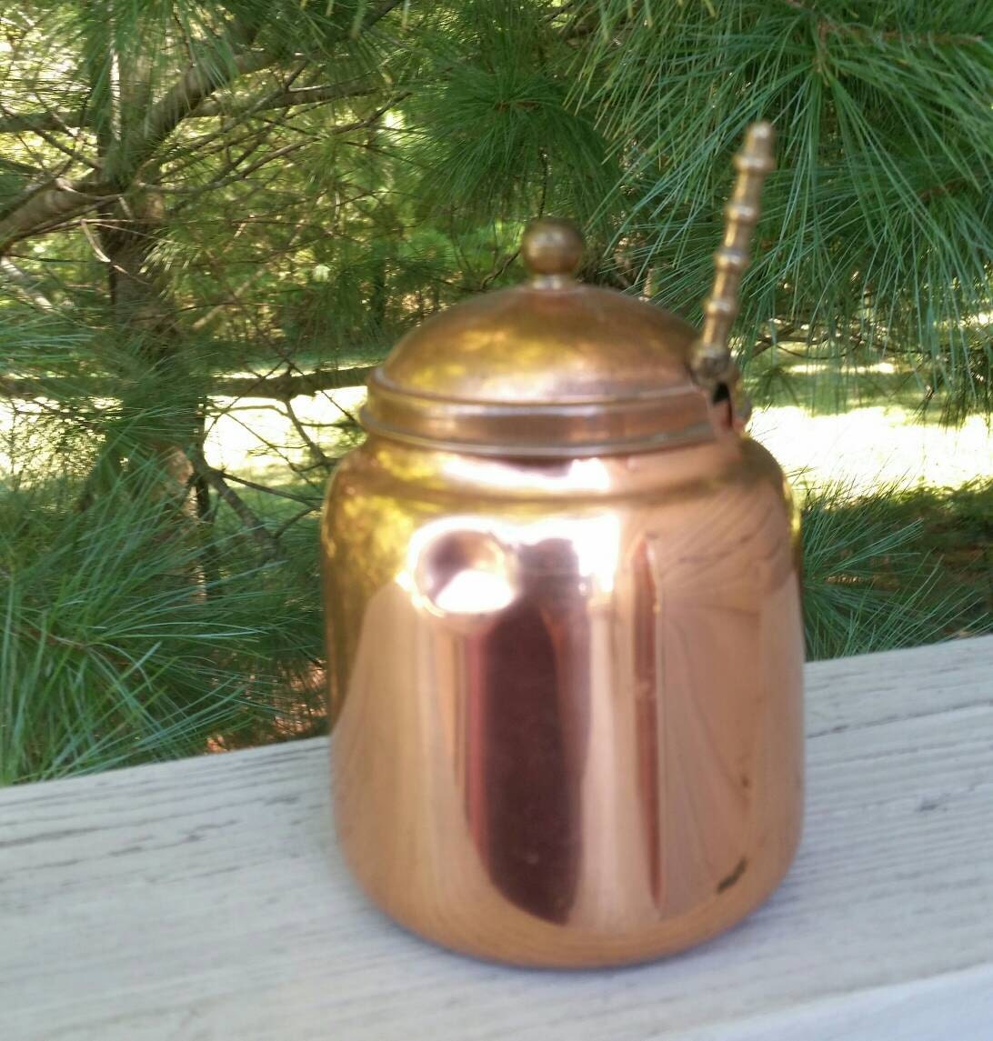 Copper & Brass Jam Jar with Brass Spoon