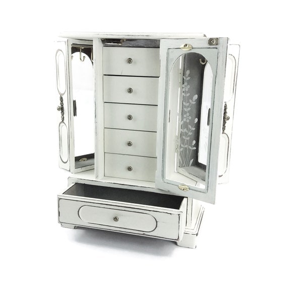 Jewelry Box Jewelry Organizer White Jewelry Armoire Boho