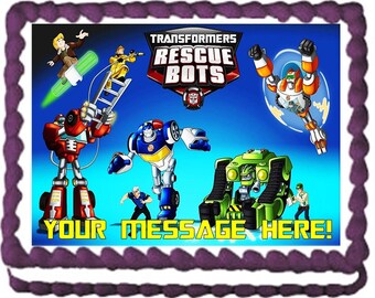 Transformers Rescue Bots Characters Edible Cake Topper Image Frosting Sheet Quarter Sheet