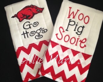 Baby burp cloths, Arkansas burp cloths, burp cloths, Custom burp cloths, monogramed burp cloths, Personalized burp cloths Woo Pig Sooie