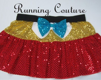 Tweedle Dee and Tweedle Dum inspired two tier sparkle misses running skirt