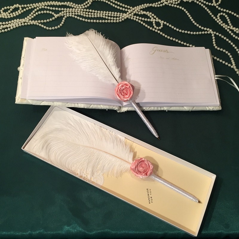 Flower Wedding Pen Rose GUEST BOOK GuestBook Pen Set Large