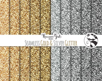 Seamless Gold and Silver Glitter Digital Paper Set - Personal & Commercial Use