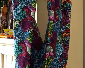 Sea Swirl vibrant single wrap infinity knit scarf.