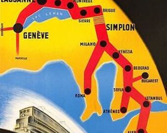 1947 French Orient Express Travel Poster A3 Print