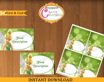 Instant Download - Tinkerbell Food Tent Cards -Tinkerbell Tent Cards - Tinkerbell Birthday - Party - Decorations - EDITABLE TEXT - PRINTABLE
