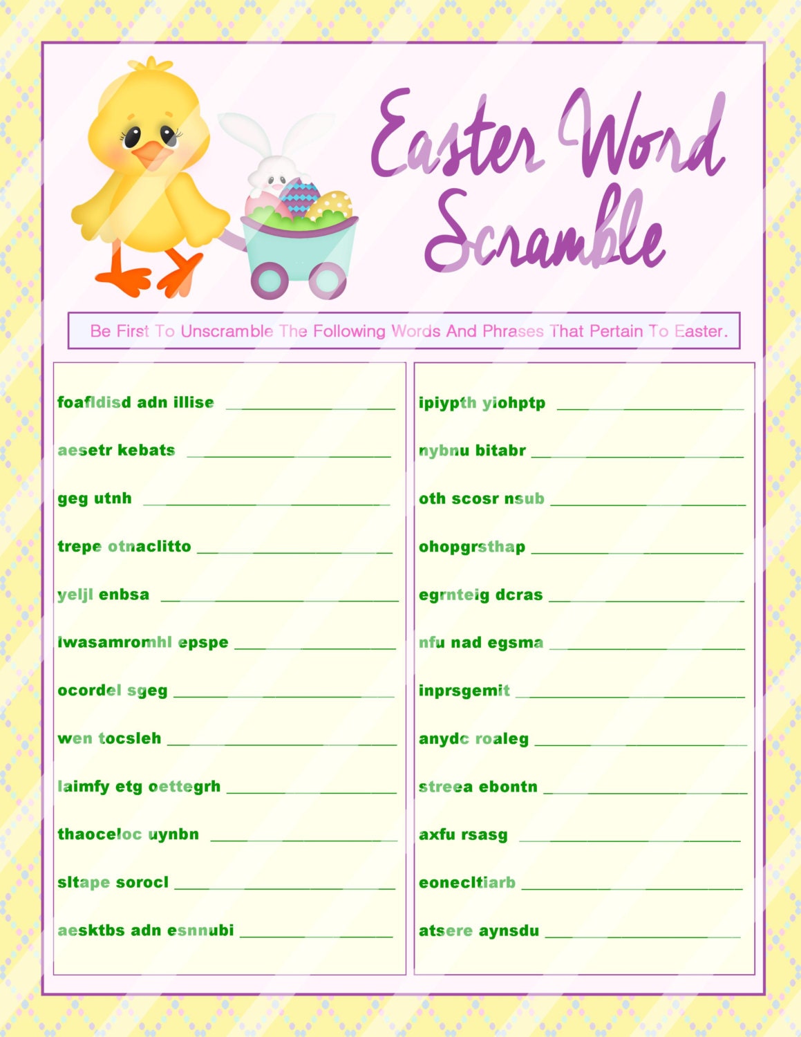 Easter Word Scramble Printable Word Scramble DIY Easter