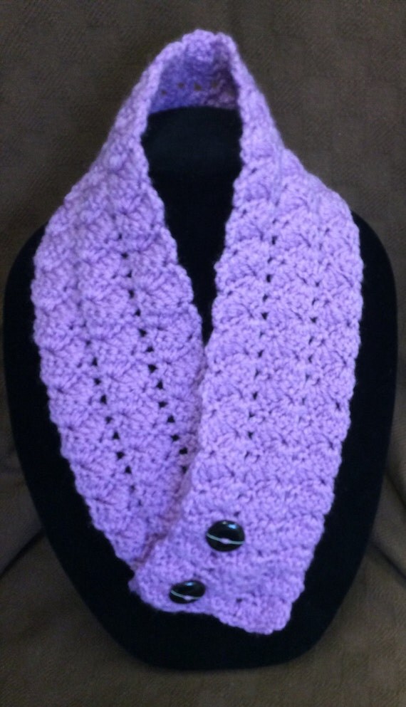Items similar to Lavender neck warmer scarf, short scarf, button scarf