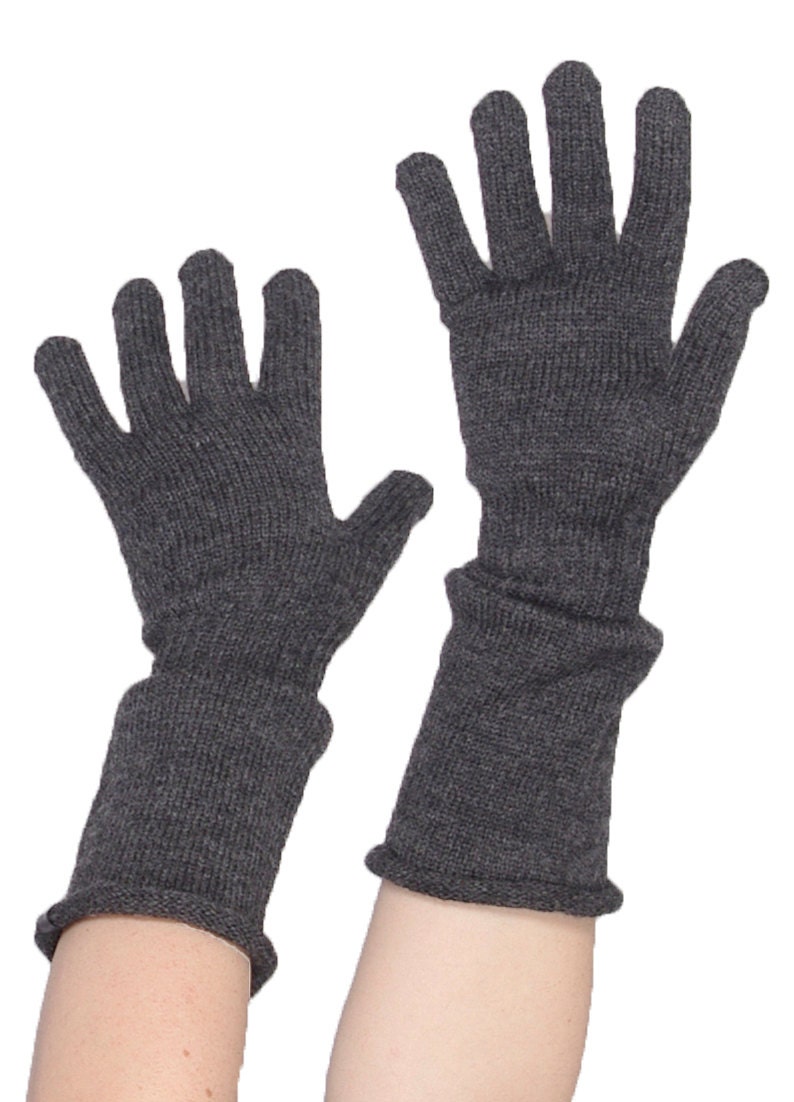 Long wool gloves with fingers 100 wool black other