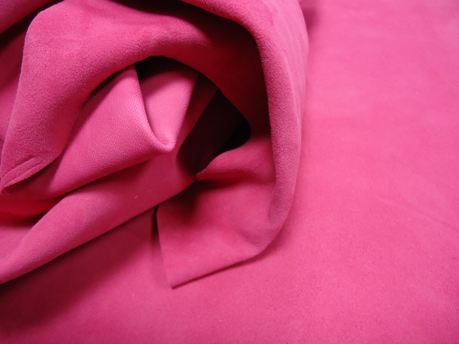 Hot pink natural suede fabric genuine sheep suede by leatherAA