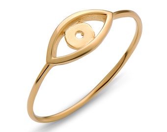 Evil Eye Ring in 18k Gold Plated Sterling Silver - Horus Nazam Talisman Modern Minimalist Cute Boho Jewelry