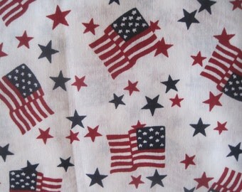 Patriotic Fabric, US Flag, Stars and Stripes, Red White Blue, Cotton, 45" Wide, 2.5 Yards x 46"