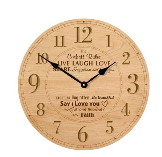 Custom Engraved Maple Clock Personalized Wood Clock