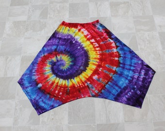 Asymmetric Skirt Size S, hand dyed womans skirt, tie dyed hippie skirt, multi colored swirl tie dye skirt, summer skirt, rayon skirt