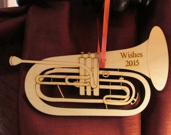 Laser cut and engraved wooden "Baritone" Ornament