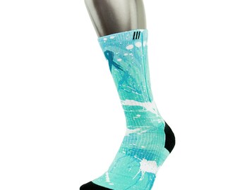Ovarian Cancer A Splash of Teal Customize Elite Socks