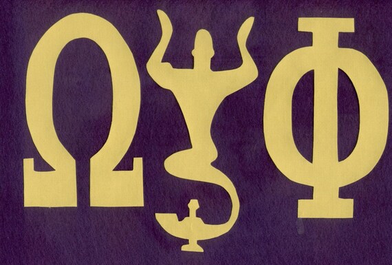 Omega Psi Phi Letters with Lamp Iron-On Applique by YUSONVUS
