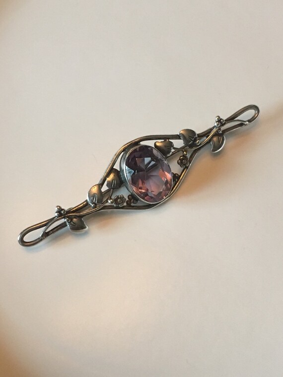 Amethyst bar brooch stock tie pin horse show pin