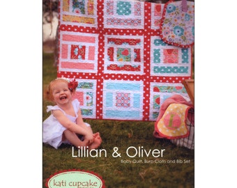 Pattern - Lillian and Oliver Baby Quilt, Burp Cloth and Bib Set by Kati Cupcake (KCP151) Paper Pattern