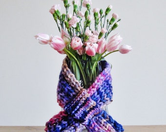 Purple scarf, Pink Scarf, Brown scarf, handknit, Purple knitted scarf, Gifts, Hand dyed wool scarf, Wool scarf, Knitted scarf 148