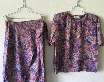 Vintage 1980's Blouse and Skirt Two Piece Set India