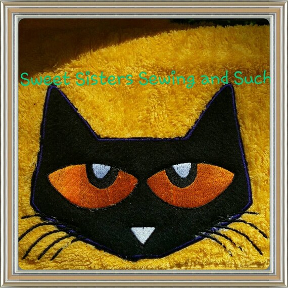 Black cat hooded towel Pete the cat by ArkansasSewingSister