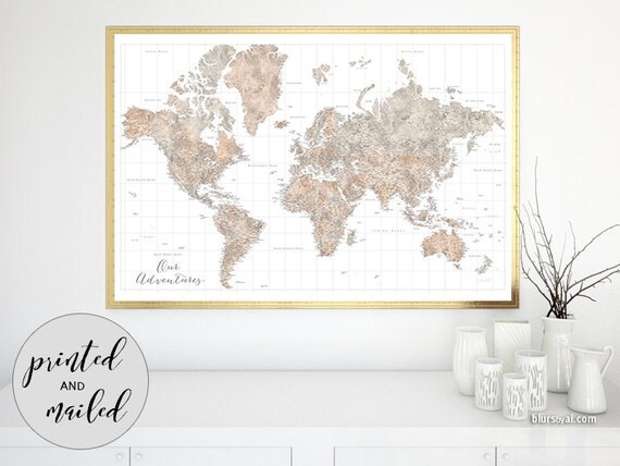 60x40 map print large world map poster highly by blursbyaiShop