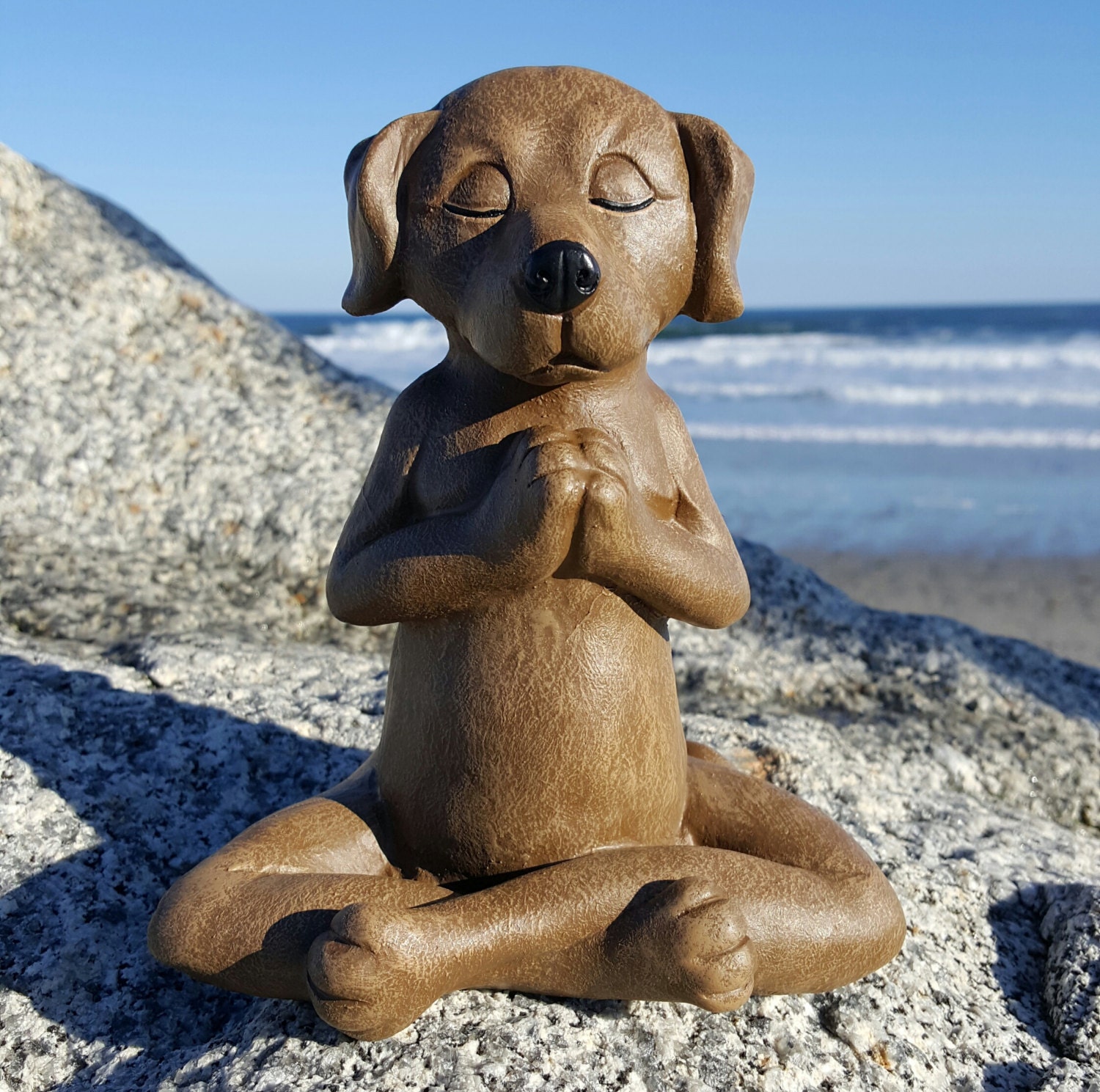 yoga dog garden statue