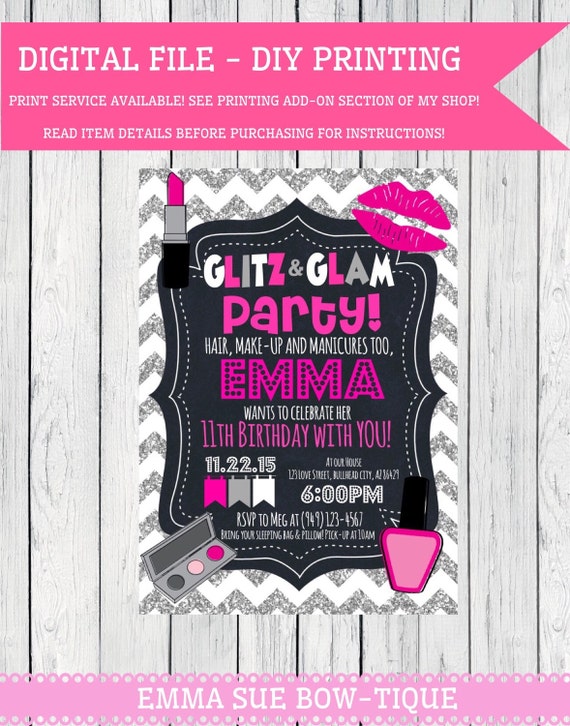 Items similar to Glitz & Glam Birthday Invitation ***Digital File ...