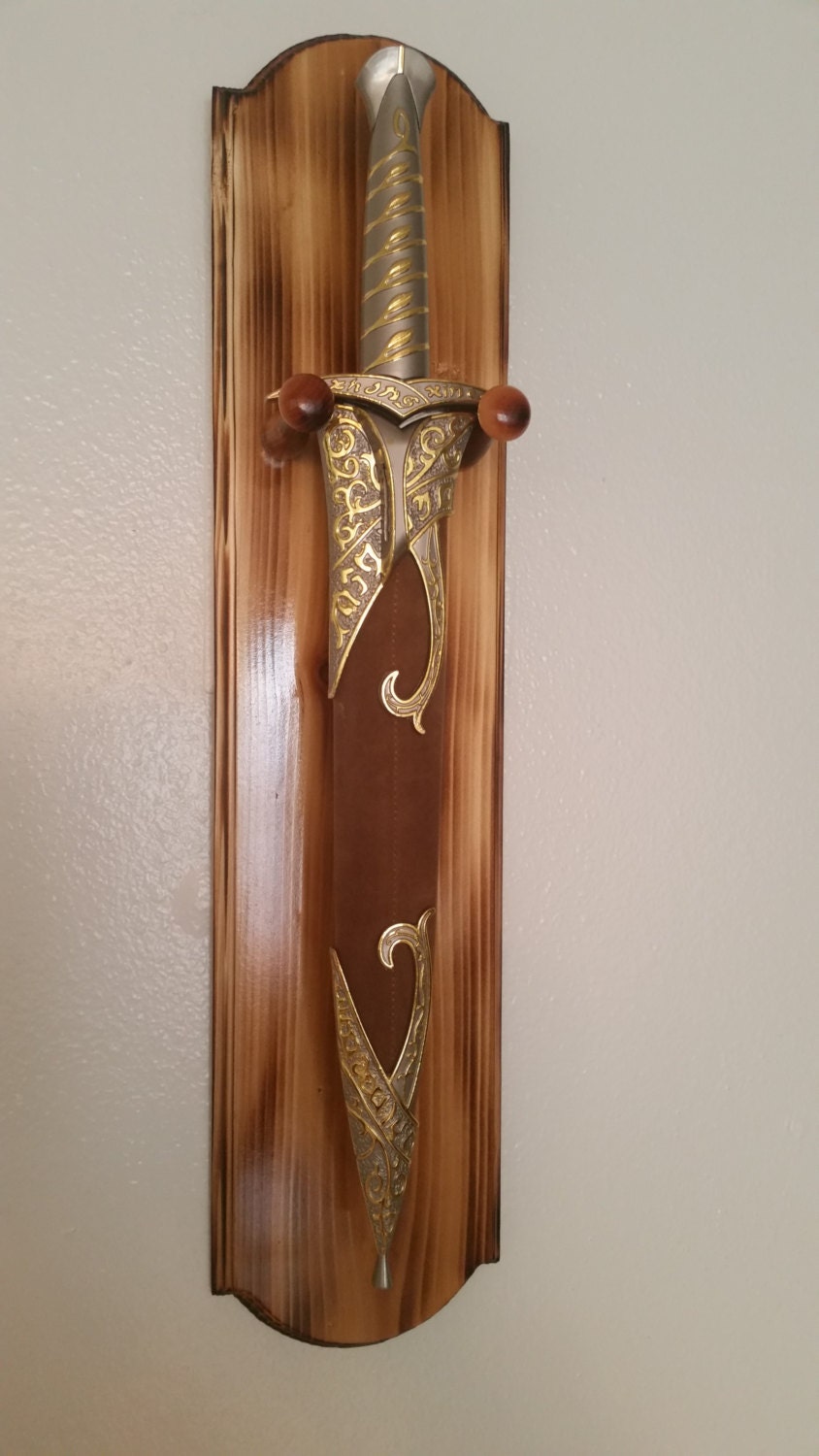 Fantasy sword holder wall mounted solid cedar by MysticMossWoods