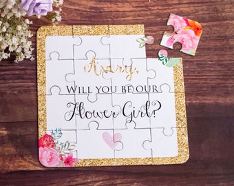 Flower Girl Gift. Will You Be My Flower Girl Puzzle. Flower Girl Proposal Asking Flower Girl Card