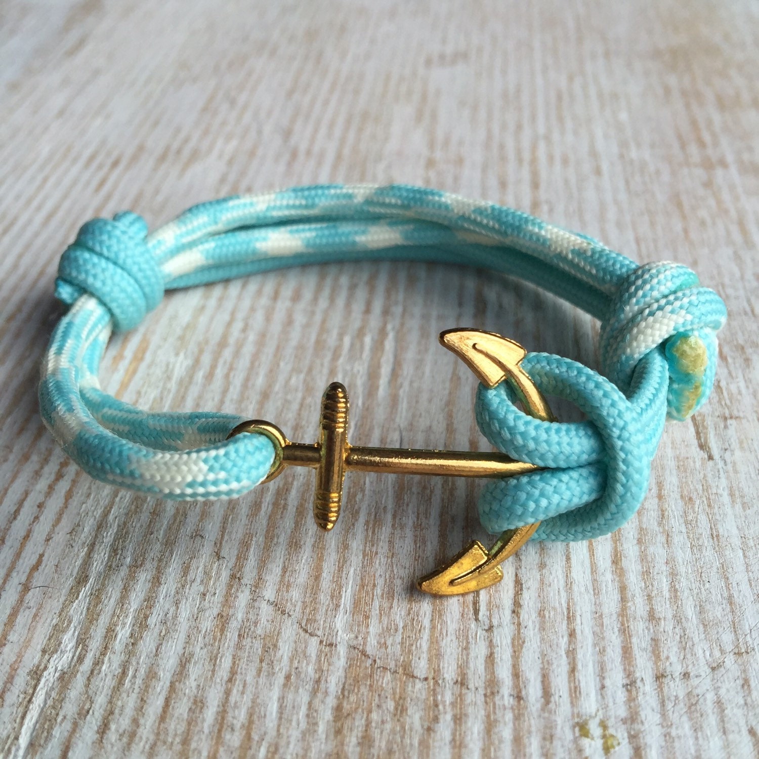 Gold anchor Two tone paracord bracelet