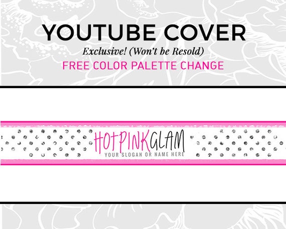 Pink Youtube Banner Design Glitter Header by GlamBlogsDesign