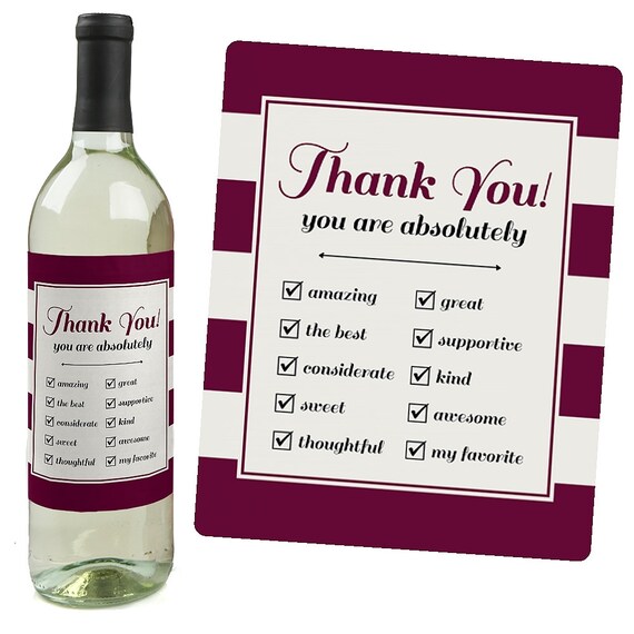 Girly Thank You Wine Bottle Labels for a Thank You Gift