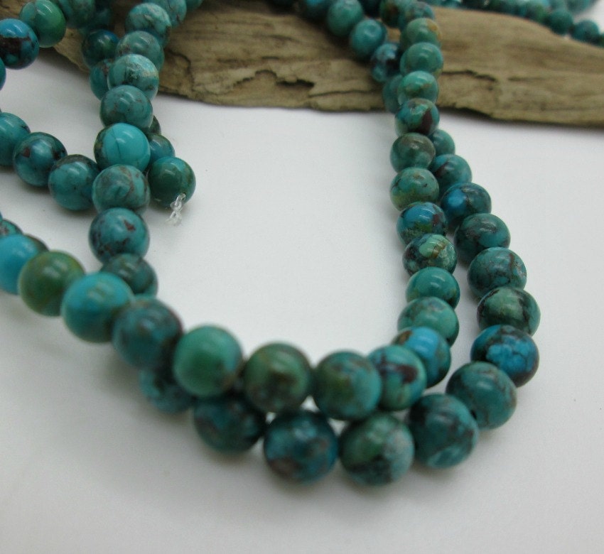 Bisbee Turquoise Rounds 6mm Genuine Turquoise Bead Arizona