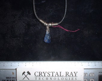 Dark Blue Sodalite on Black Leather Bracelet