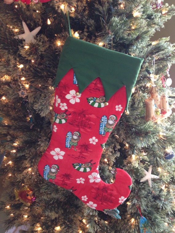 Hawaiian Print Christmas Stocking