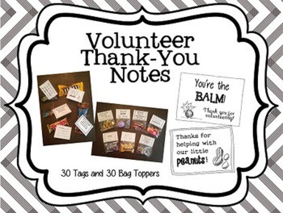 volunteer thank you gift tags doodle theme