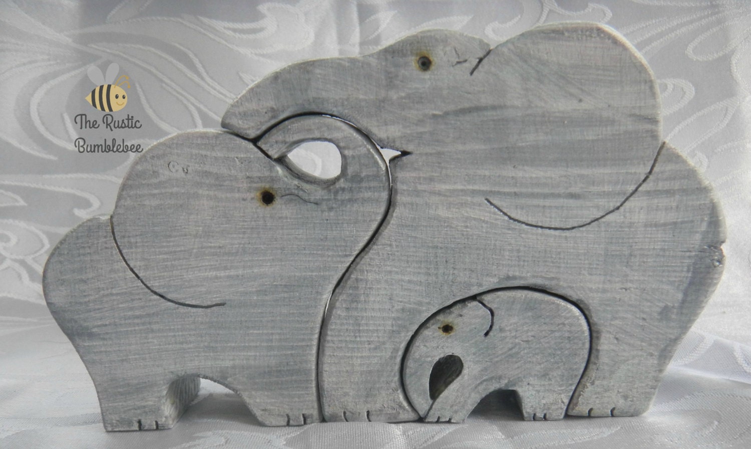 Wooden Elephant Puzzles Scroll Saw wood chunky Toy Child