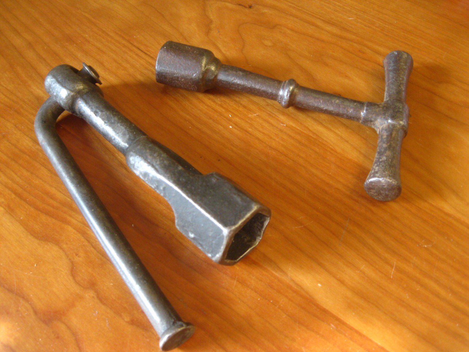 Two Antique Tire Changing Wrenches , Buggy Wheel wrench , Antique