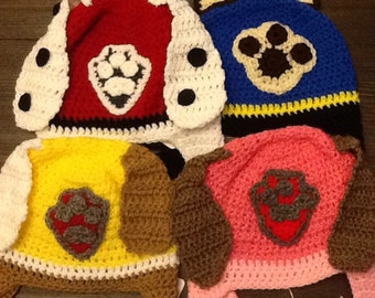 Paw patrol inspired hats, newborn-adult, made to order