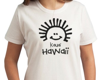 T-shirt Blanc Occasion - Marque Fruit Of The Loom - Taille L Homme - Motif « North Shore Kauai Hawaii » - Style Décontracté