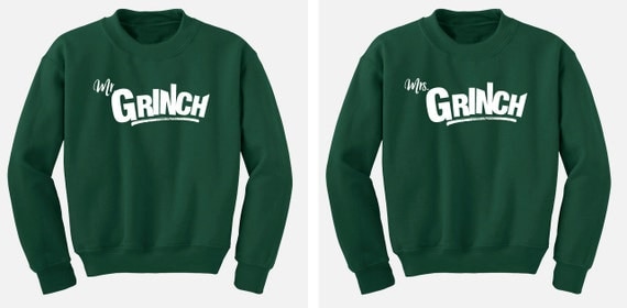 Grinch green -  Mr. and Mrs. Grinch Ugly Christmas Sweatshirt Set -  Sweater Flex Fleece Pullover