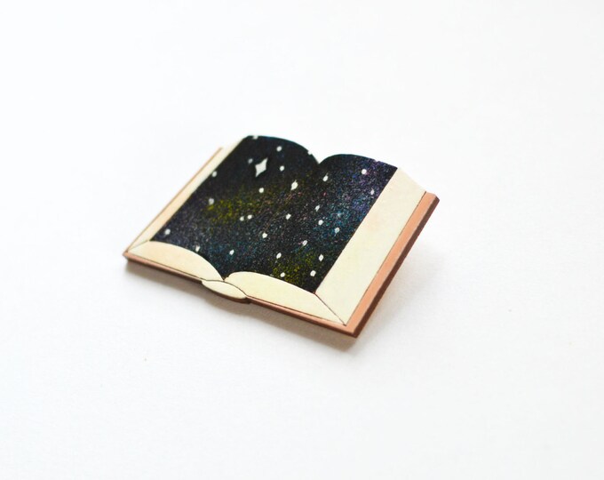 Chronicle Of The Cosmos // Wooden brooch is covered with ECO paint // Laser Cut // Best Trends / Fresh Gifts / Swag Boho Style // Galaxy //