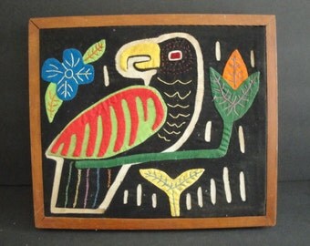 Vintage Kuna Island Folk Parrot MOLA Art Applique work Wall Art